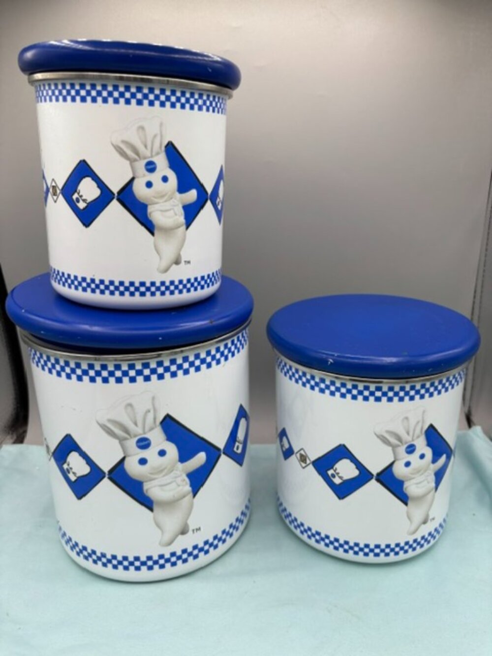 Pillsbury Company Metal Enamel Canister Set Collectible 2002 W/Lids